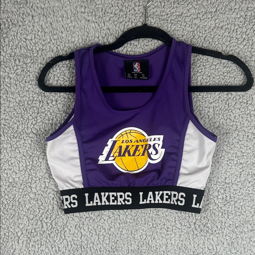 NBA Los Angeles Lakers Sport Bra Crop Top Activewear Size L
